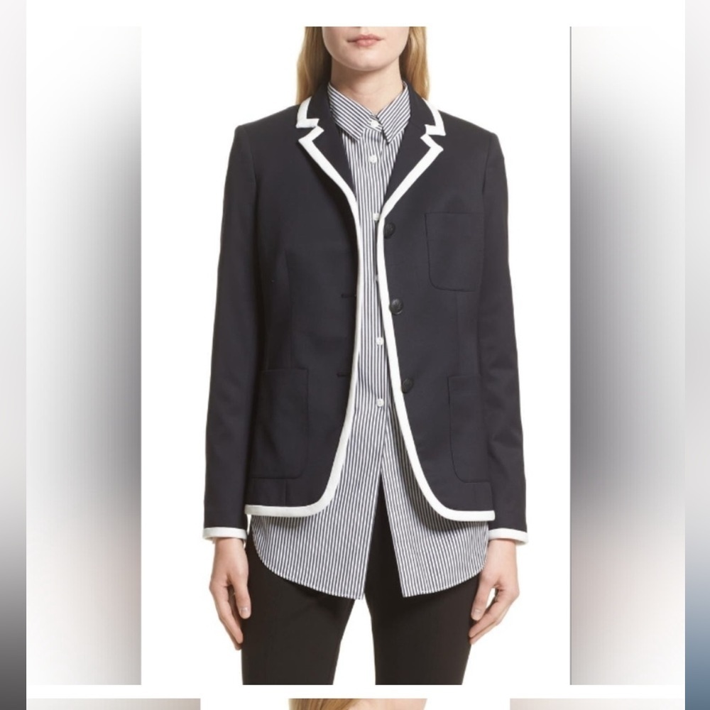 RAG & BONE Redgrave Schoolgirl Career 3 Button BLK & WHT Notch Lapel Blazer SZ 0